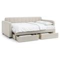 Łóżko dzienne sofa 90 x 200 cm z 2 szufladami z poliestru aksamitny krem biały prostokątny