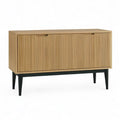 Kredens, Dwa drzwi bufetu w panelach MDF z naturalnego dębu prostokątnego czarny 120 x 40 x 80 cm