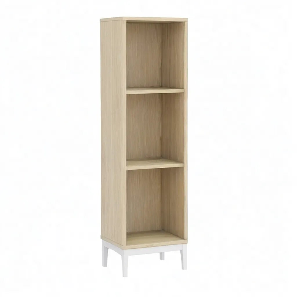 Regał, 3 półki z przezroczystego dębu laminowanego płyta wiórowa z białymi nóżkami 40 x 30 x 120 cm