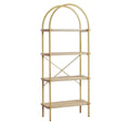 Regał, Łóżka z 4 półkami z MDF i stali w kształcie dębu Złoto 70 x 35 x 180 cm