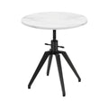 Stolik boczny, Regulowany wysokość stół boczny z marmurową płytą o wymiarach ok. Ø 60 cm czarny biały 45- 65 cm, 45–65 cm