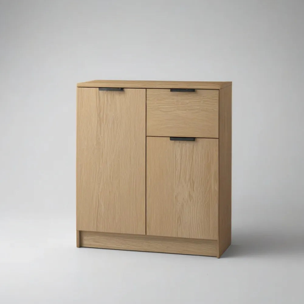 Kredens, Salon z deską boczną 120 x 40 x 90 cm w MDF z efektem lekkiego dębu z 2 drzwiami i 2 szufladami