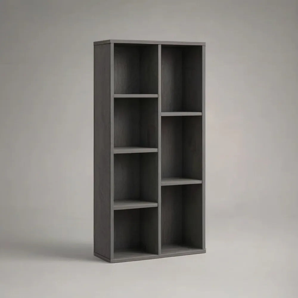 Regał, Czarnoszara drewniana biblioteczka 80 x 30 x 180 cm z otwartymi półkami