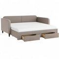 Łóżko sofa z podwójnym łóżkiem funkcja 160 x 200 cm 2 szuflady poliestrowa Obicie prostokątna taupe