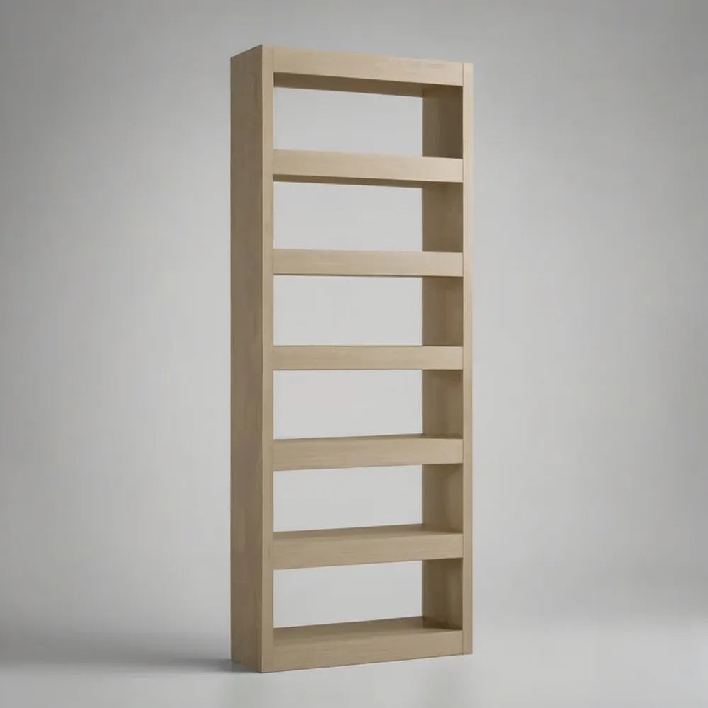 Regał stojący, Głowica 80x30x180 cm w MDF efekt naturalnego drewna dębowego z 6 otwartych półek