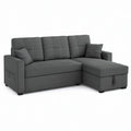 Sofa, Łóżko rozkładane na 3 miejsca z prawym poliestrem ciemnoszarym 220 x 145 x 85 cm