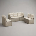 Sofa ogrodowa, Modułowa kanapa ogrodowa w kształcie rogu 250 x 180 x 70 cm w syntetycznym beżowym rattanie z białą poduszką wyściełaną