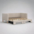 Łóżko dzienne, Podwójna sofa w lekkiej beżowej tkaniny 160 x 200 cm z tapicerowaną strukturą i siatką