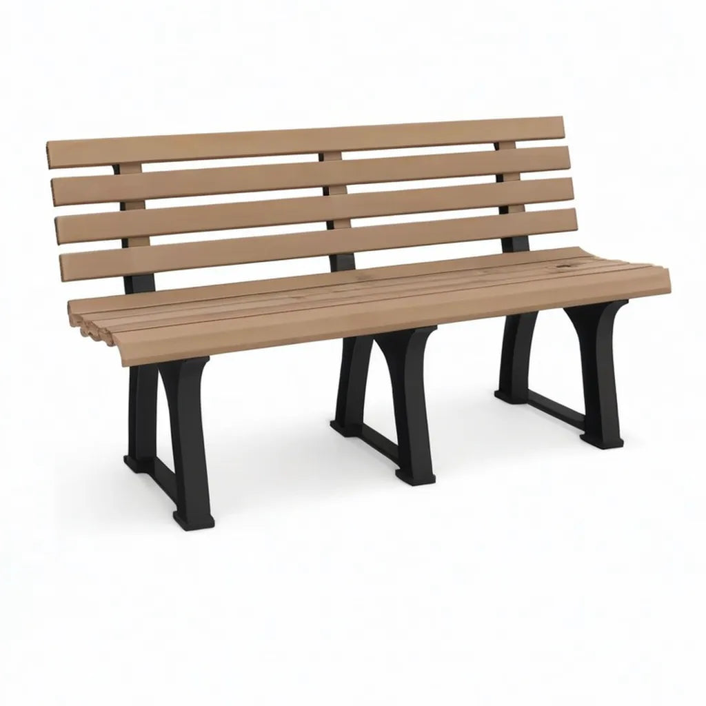 Ławka ogrodowa 150 x 60 x 80 cm w HDPE i brązowym i czarnym odlewie