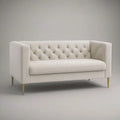 Sofa 3 miejsca 220 x 90 x 85 cm w beżowym bukle tkaniny ze złotymi nogami