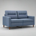 Sofa 3 fotele w szarej niebieskiej tkaninie z poduszkami wyściełanymi 220 x 90 x 85 cm