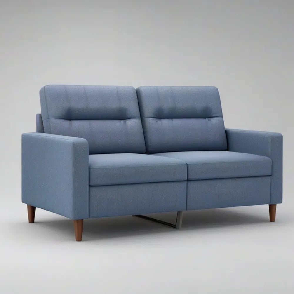 Sofa 3 fotele w szarej niebieskiej tkaninie z poduszkami wyściełanymi 220 x 90 x 85 cm