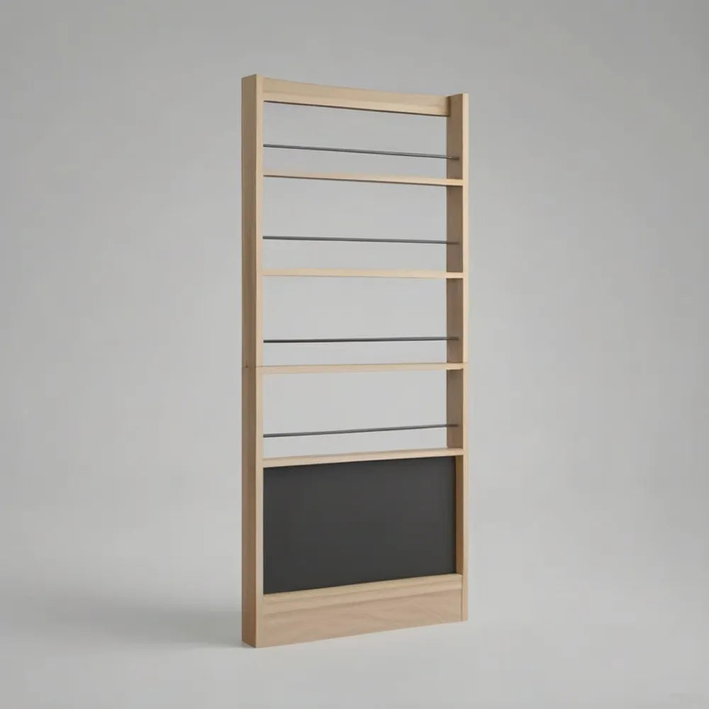 Regał, Pokój dzienny z książkami 80 x 35 x 180 cm w MDF skutkuje dąbem naturalnym z otwartymi półkami i czarnym pojemnikiem