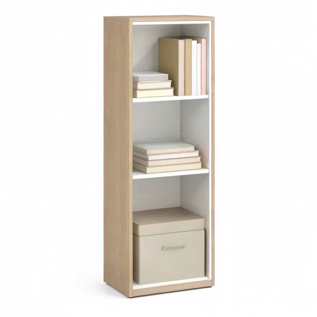 Regał, Zamknąć biblioteczkę z 3 półkami w drewnie melaminowym, biały i biały 30 x 30 x 120 cm