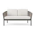 Sofa ogrodowa, 2-osobowa sofa ogrodowa ze stalową ramą, poliestrowa lina i tapicerka w kremie antracytowym 130 x 70 x 78 cm