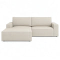 Sofa, Kanapa narożna 3 fotele z krzesełkiem w lewo w beżowym poliestrze 220 x 150 x 85 cm
