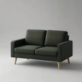 Sofa 2 fotele 150 x 85 cm w zielonym materiale z drewnianymi nogami i wyściełanymi poduszkami, 150 x 85 x 85 cm