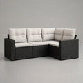 Sofa ogrodowa, Moduł 270 x 210 cm 270 x 210 cm w czarnym rattanie syntetycznym z wyściełanymi poduszkami beżowymi