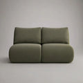 Sofa 2 siedzenia 180 x 95 x 75 cm oliwkowa zieleń z tapicerką i wyściełanymi poduszkami