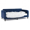 Łóżko dzienne, 3-osobowa sofa rozkładana 220 x 90 x 85 cm aksamit poliestrowy granatowy