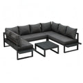 Sofa ogrodowa, Ogród salon narożnik sofa 5-część aluminium poliester narożnik kształt czarny antracyt 250 x 250 x 63 cm