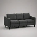 Sofa 3 fotele 220 x 90 x 85 cm w ciemnoszarej tkaninie z czarnymi nogami