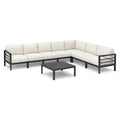 Sofa ogrodowa, Ogród Lounge narożna kanapa zestaw 3- część aluminium prostokątna czarny krem 240 x 240 x 65 cm z stolik kawowy 70 x 70 x 35 cm