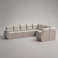Sofa ogrodowa, Modułowa sofa narożna ogrodowa 360 x 240 x 70 cm w syntetycznym beżowym rattanie z wyściełanymi poduszkami