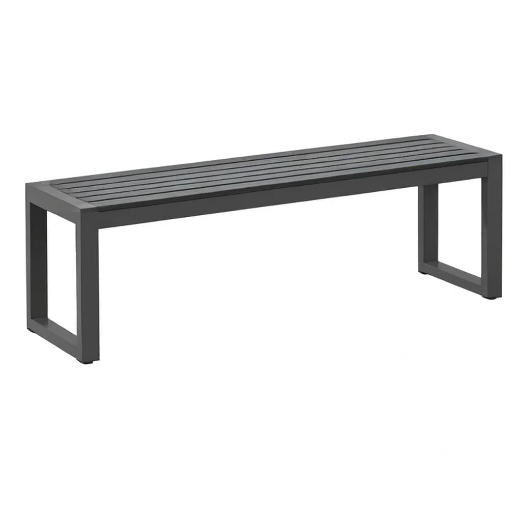 Ławka ogrodowa bez pleców w czarnym aluminium 150 x 40 x 45 cm