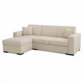 Sofa, Kanapa narożna 3 fotele z krzesełkiem w beżowym poliestrze 230 x 150 x 85 cm