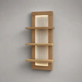 Regał, Półka ścienna 80 x 25 x 180 cm w lekkim dębie MDF z otwartymi półkami i białym deską dekoracyjną