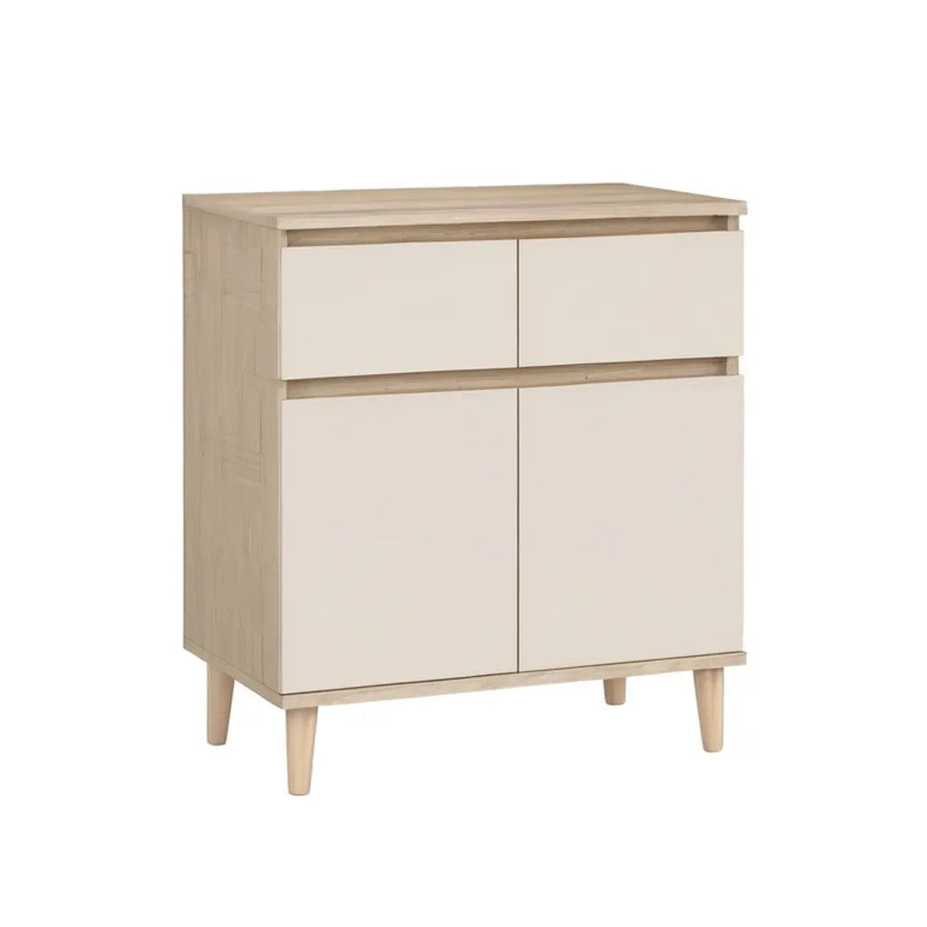 Kredens, Pas z 2 drzwiami i 2 szufladami 80 x 40 x 100 cm w truciolare lekki dąb i biały krem